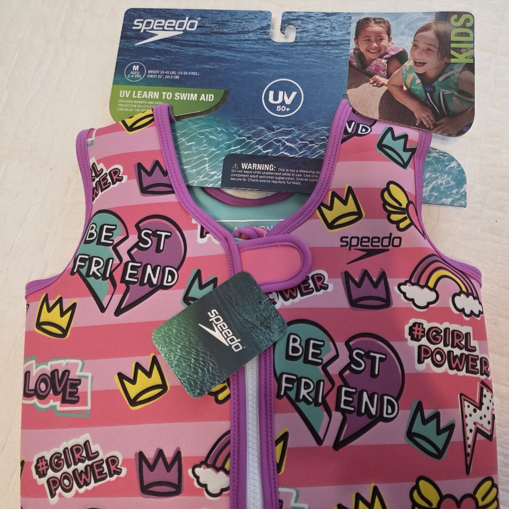 Speedo Kids Swim Vest - Pink and Purple Graphics